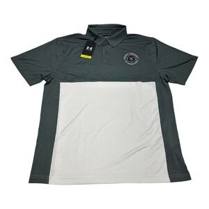 NWT Men's Under Armour IUP Crimson Hawks Gray White‎ Polo Golf Shirt Size L